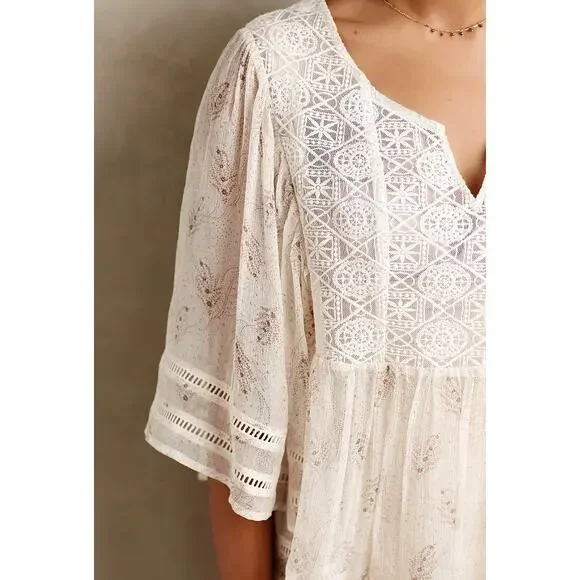 Anthropology by Meadow Rue Aeris Silk Blouse - Delicate and Feminine, Size Small - Picture 4 of 15